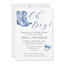 Blue Bow Baby shower Waterverf