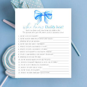 Blue bow baby shower Wie kent papa beste spel