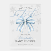 Blue Bow Baby Son Froid À L'Extérieur Baby shower (Recto)