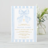 Blue Bow Baptism Invitation (Debout devant)