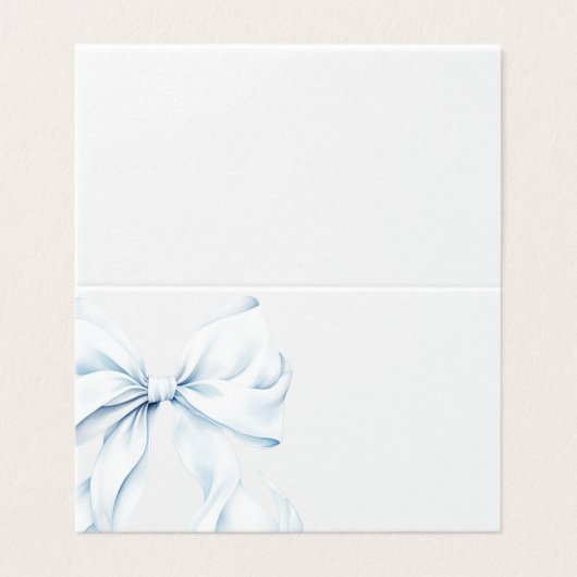 Blue Bow - Baptism Place Cards (Outside Unfolded)