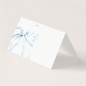 Blue Bow - Baptism Place Cards Kaart (Voorkant)
