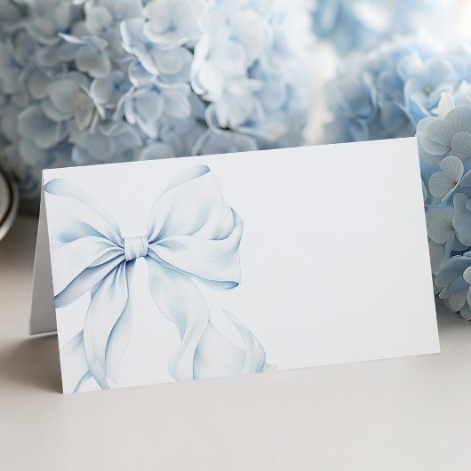 Blue Bow - Baptism Place Cards Kaart