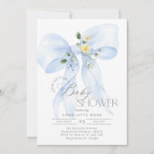 Blue Bow Bloemen Baby Boy Douche Kaart (Voorkant)