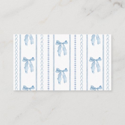 Blue Bow Boy Baby shower Custom Informatiekaartje (Achterkant)