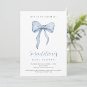 Blue Bow Boy Baby Shower invitation (Debout devant)