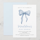 Blue Bow Boy Baby Shower invitation (Devant / Derrière)