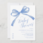 Blue Bow Boy Baby shower Invitation Kaart (Voorkant)