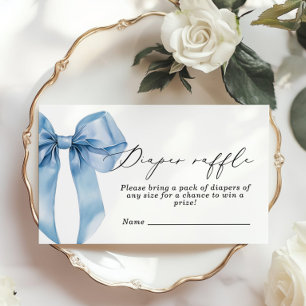Blue Bow Boy baby shower Luier verloting ticket Informatiekaartje
