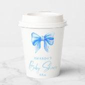 Blue bow Boy Baby shower Papieren Bekers (Achterkant)