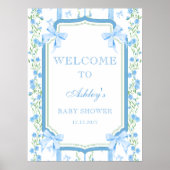 Blue Bow Boy Baby shower Poster (Voorkant)