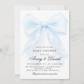 Blue Bow boy Modern Baby Shower  Kaart (Voorkant)