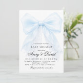 Blue Bow boy Modern Baby Shower  Kaart (Staand voorkant)