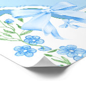 Blue Bow Boy Shabby Chic Baby shower Welkom Poster (Hoek)