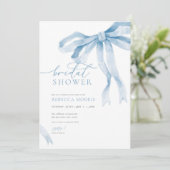 Blue Bow bruids douche uitnodiging Iets blauw (Staand voorkant)