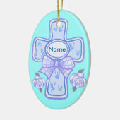 Blue Bow Christelijk Cross Ornament (Links)