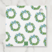 Blue Bow Christmas Boxwood Wreath Bedankjes Labels (Achterkant)
