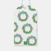 Blue Bow Christmas Boxwood Wreath Cadeaulabel (Achterkant)
