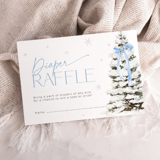 Blue Bow Christmas Diaper Raffle Ticket Baby Party Informatiekaartje