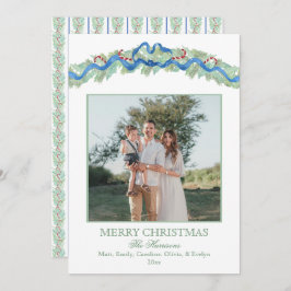 Blue Bow Christmas Garland Nutcracker 2 Photos Feestdagenkaart