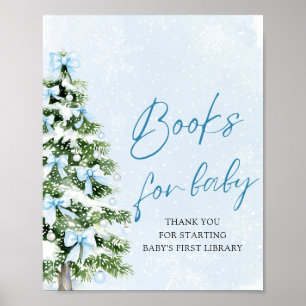 Blue Bow Christmas Tree Baby shower Boeken voor Ba Poster