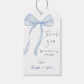 Blue Bow Coquette Baby shower Bedankt Cadeaulabel (Voorkant)
