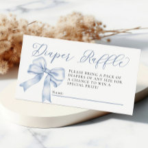 Blue Bow Coquette Baby shower Luier Raffle