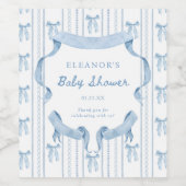 Blue Bow Coquette Blue Boy baby shower Wijn Etiket (Enkel label)