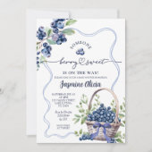 Blue Bow Coquette Blueberry Baby Shower Kaart (Voorkant)