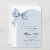 Blue Bow Coquette Boy Baby Shower  Kaart (Voorkant)