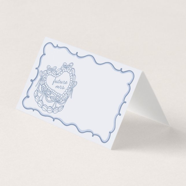 Blue Bow Coquette Fête des mariées de gâteau (Front)