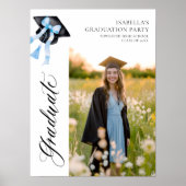Blue Bow Coquette Graduation Cap Afstuderen Welkom Poster (Voorkant)