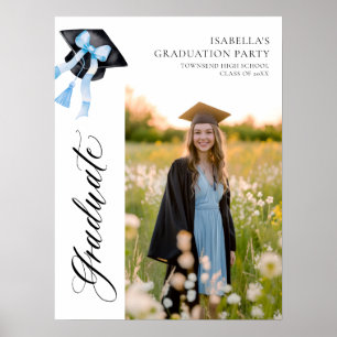 Blue Bow Coquette Graduation Cap Afstuderen Welkom Poster