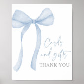 Blue Bow Coquette Kaarten en geschenken Baby showe Poster (Voorkant)