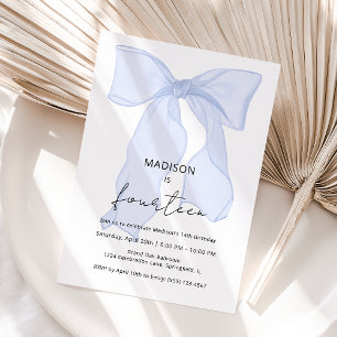 Blue Bow Coquette Verjaardag Kaart