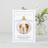 Blue Bow Coquette Wedgwood Carte photo de Noël (Debout devant)