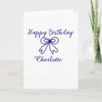 Blue bow CUTIE ADD NAME BABY Happy Birthday