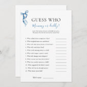 Blue Bow Devine Qui Baby shower La Carte De Jeu (Devant / Derrière)