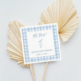 Blue bow eenvoudige plaid boys baby shower servet