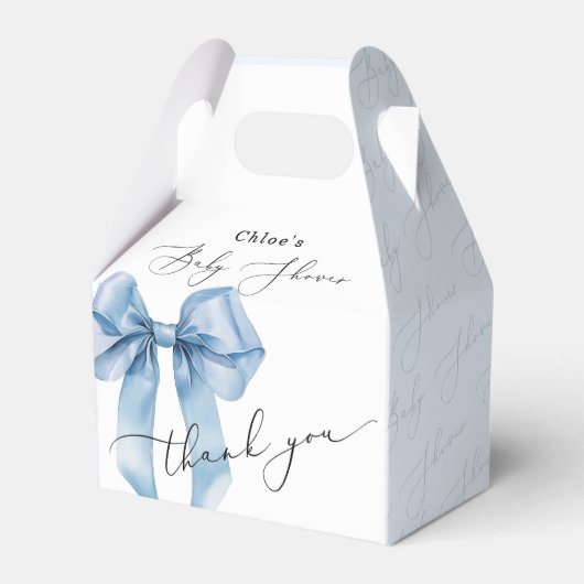 Blue Bow Elegant Baby shower Bedankdoosjes (Voorkant Zijde)