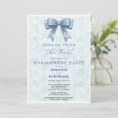 Blue Bow Engagement Invitation – Japanese Style (Debout devant)