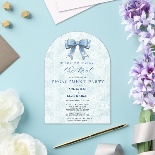 Blue Bow Engagement Invitation – Japanese Style (Insitu (Mariage))