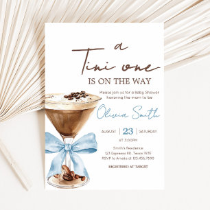 Blue Bow Espresso Martini Baby shower Kaart