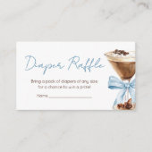 Blue Bow Espresso Martini BabyShower Luier Raffle Informatiekaartje (Voorkant)