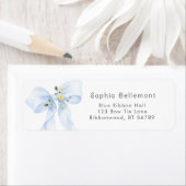Blue Bow Floral Baby shower retouradres Etiket (Insitu)