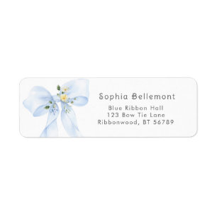 Blue Bow Floral Baby shower retouradres Etiket
