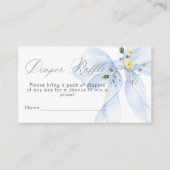 Blue Bow Floral Luier verloting ticket Informatiekaartje (Voorkant)
