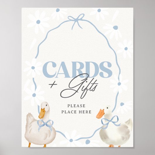 Blue Bow Gekke Goose Coquette Kaarten & Geschenken Poster (Voorkant)