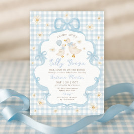 Blue Bow Gekke Goose Daisy Floral Boy Baby shower Kaart