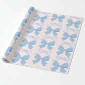 Blue Bow Gift Wrap Baby shower Gift Wrap Cadeaupapier (Uitgerold)